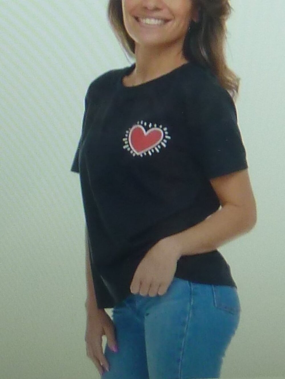 Keith Haring Women’s Black T-shirt Red Heart